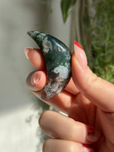 Load image into Gallery viewer, Small Moss Agate Moon | Growth &amp; Grounding
