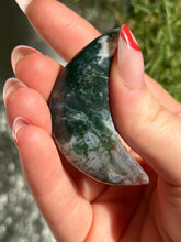 Load image into Gallery viewer, Small Moss Agate Moon | Growth &amp; Grounding
