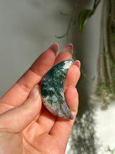 Load image into Gallery viewer, Small Moss Agate Moon | Growth &amp; Grounding
