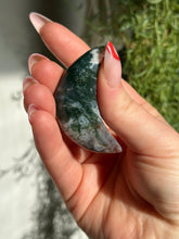 Load image into Gallery viewer, Small Moss Agate Moon | Growth &amp; Grounding
