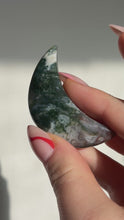 Load and play video in Gallery viewer, Small Moss Agate Moon | Growth &amp; Grounding
