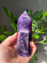 Load image into Gallery viewer, Large Chevron Amethyst Crystal Tower
