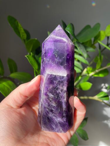 Large Chevron Amethyst Crystal Tower