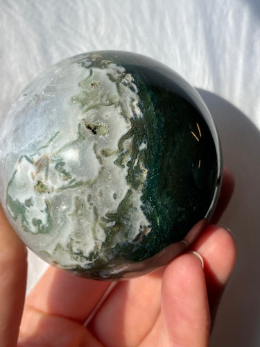 Large Moss Agate Crystal Sphere